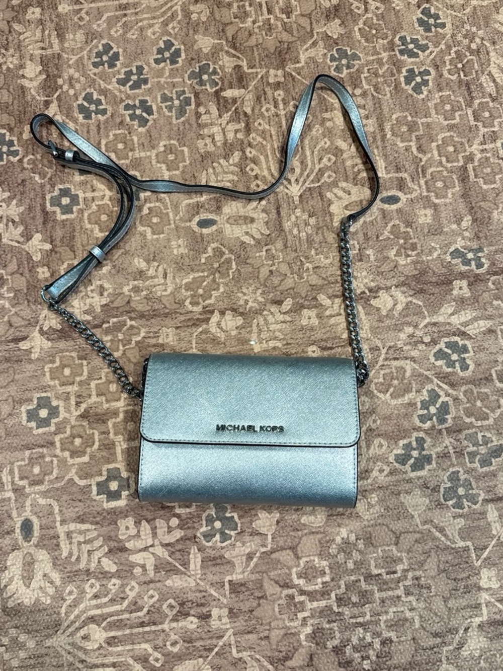 Michael Kors Silver Leather Mini Bag